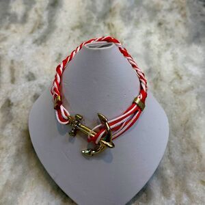Anchor Rope Red White Bracelet